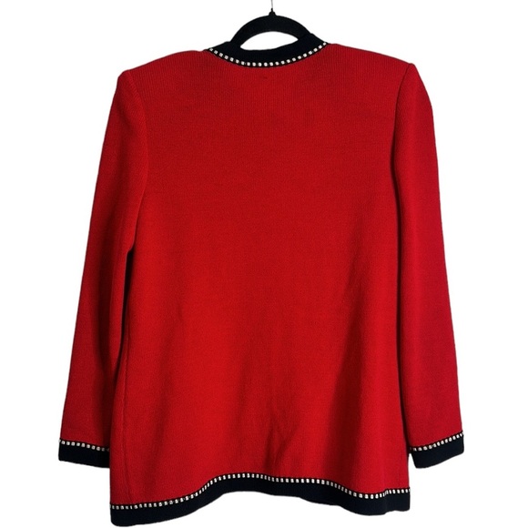 ST . John collection by Marie gray red black Santana knit cardigan size 2 - Picture 3 of 11